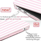 DONGKE Case for MacBook Air 13 Inch (2021-2018 Models A2337 M1/A2179/A1932), Pink & White Stripes Hard Shell Case with Keyboard Protector, Compatible with Retina Display and Touch ID - Image 3