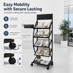 4-Layer Floor-Standing Brochure Display Rack with Wheels and Top Billboard - Image 3
