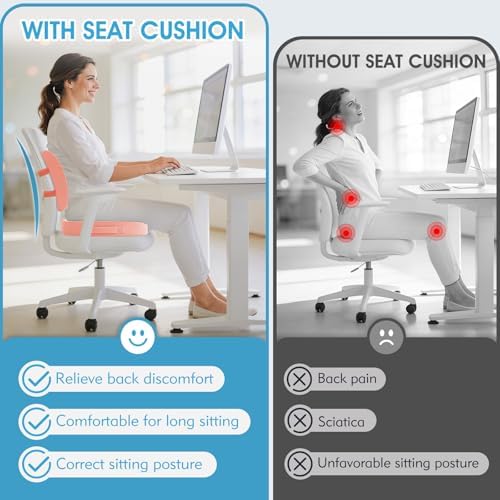 CushZone Seat Cushion and Lumbar Support Pillow for Office Chair, Pink - Image 5