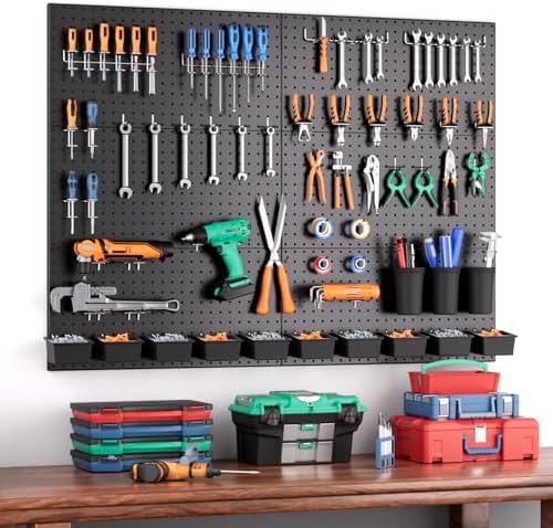 INCLY 226PCS Black Metal Pegboard Wall Organizer 48x36 Inch - Image 2