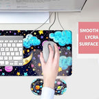 Mouse Pad,Large Desk Mat Set, 4in1 XL Mousepad + Keyboard Wrist Rest+Mouse Wrist Rest+Coaster with Ergonomic Desk Pad for Home Office Table Computer Cover -Colored Universe - Image 4
