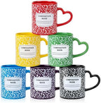 Pickmesh 6 Set Composition Book Mug with Heart Handle 10oz, Back to School Teacher Gift, Cute Teacher Mug Ceramic Coffee Cup, 6 Colors, Classroom Novelty Gift by Pickmesh