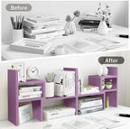 Jerry & Maggie Desktop Organizer Office Storage Rack Adjustable Wood Display Shelf Birthday Gifts Toy Home Decor Free Style Rotation Display True Natural Stand Shelf (Violet) - Image 6
