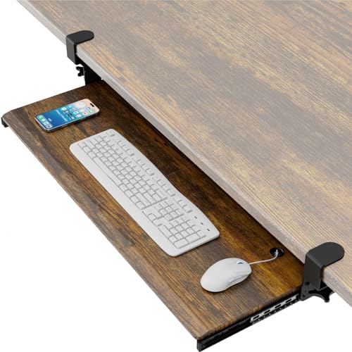 AX WABER Keyboard Tray Under Desk Pull Out with Extra Sturdy C Clamp Mount System, 32.8 (38 inch Including Clamps) x 12 Inch Slide-Out Platform Computer Drawer for Typing Vintage AX01WG202 by 1