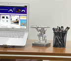 Executive Knight Pen Holder with A Cool Pen, Home Office Desk Organizers Decor Resin Pen Holder, Christmas Gift Idea for Dad, Uncle, Man, Boyfriend, Friends Silver - Image 4