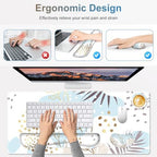 Large Gaming Mouse Pad Set, 4 in1 Ergonomics Keyboard Desk Mat with Memory Foam Wrist Rest, Computer Extended Game Mousepad, Non-Slip Desk Pad Matt Easy Typing Pain Relief I Art Modern Blue - Image 4