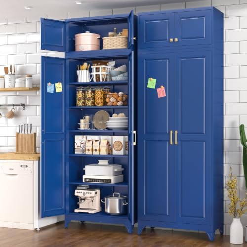 Polup 90" Pantry Cabinet, Tall Metal Storage Cabinet with Doors and Shelves - Image 2