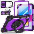 Case for iPad (A16) 11th/10th Generation 11/10.9 Inch 2025/2022, Ubearkk for iPad a16 case with Screen Protector, 360 Degree Rotating Stand Shoulder Strap Pencil Holder,Black Purple by Ubearkk