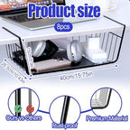 8 Pack Hanging Under Shelf Storage Basket, Steel Hanging Wire Rack Storage Baskets, Slide-in Baskets Organizer for Kitchen Cabinet Desk Organizer Storage, Space Saving, 16"D x 9"W x 5.9"H - Image 2