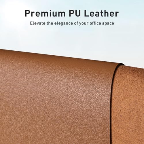 Aothia Faux Leather Desk Mat – Large Mouse Pad, Non-Slip PU Leather Blotter, Waterproof Writing Surface for Office and Home (Brown, 47.2" x 23.6") - Image 2