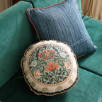 ISAENNE Vintage Linen Throw Pillow Cover,Set of 2,Diameter 16"-Naples B - Image 2