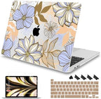 Mektron Case for MacBook Pro 16 Inch A2141 Cover 2019 Release 16" with Liquid Retina Display/Touch ID, Plastic Hard Shell with Keyboard Skin & Screen Protector & Dust Plug, Abstract Floral by Mektron