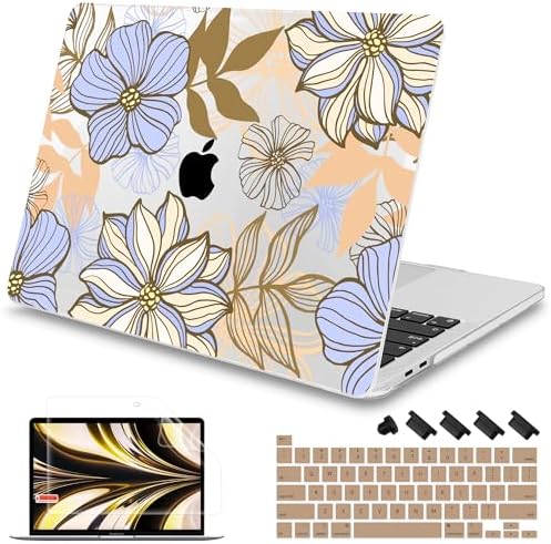 Mektron Case for MacBook Pro 16 Inch A2141 Cover 2019 Release 16" with Liquid Retina Display/Touch ID, Plastic Hard Shell with Keyboard Skin & Screen Protector & Dust Plug, Abstract Floral by Mektron