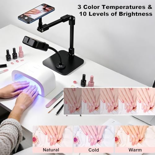 Overhead Phone Stand with Rechargeable Light & Magnetic Holder for Nail Art - Image 7