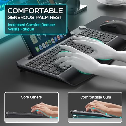GAMCATZ Ergonomic Wireless Keyboard and Mouse with Wrist Rest，Phone Holder - 2.4GHz Full-Sized Low-Profile Quiet Wireless Mouse and Keyboard Combo for Computer, Laptop, PC, Mac-Black - Image 4
