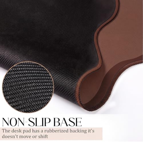 Hahafelt Large Scalloped Desk Mat Pad, Brown, 31.5 x 15.8 Inches - Image 3