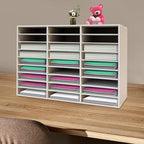 Literature Organizer 27 Slots Compartments Desktop File Sorter Mail Center Paper Storage Cabinet Home & Office Mailbox School Classroom Keepers (Grey) - Image 4