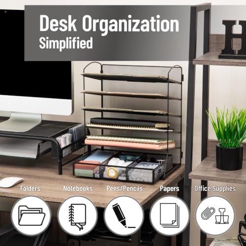 Mind Reader 5 Tier Desk Organizer, Black - Image 2
