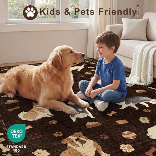 DUKINO 2x4 Rug Runner, Washable Dog Bathroom Rug Soft Non Slip, Brown - Image 4