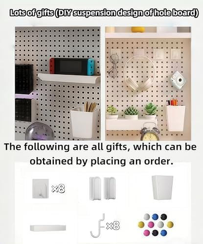 Desktop Hutch Bookshelf,Many Gifts,Metal Desktop Bookcase with pegboard, Desk Shelf, Countertop Storage Organizer Rack for Dorm or Office,Desktop Shelves (White, 37.4" Lx9.9 Wx39 H) - Image 4