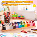 11 Pcs Pencil Shaped Crayon Organizer with Stand,Large - Image 7