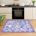 DUKINO 4x6 Area Rug, Floral Washable Rug Non Slip Office Chair Mat, Purple - Image 5