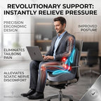 Memory Foam Office Chair Cushion with Lumbar Support Pillow – Ergonomic Desk Chair Cushion for Sciatica & Tailbone Pain Relief, L-Shaped Seat Cushion for Car, Truck, & Airplane Seat (Non-Slip Base) - Image 3