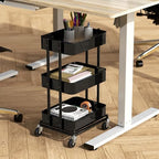 Simple Houseware 3-Tier Utility Cart, Low 24" Height Fits Under Desk, Black - Image 2