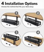 Expandable Under Desk Cable Management Tray, Expandable 15.7”–27.6”, No Drill Metal Cable Organizer with Clamp Mount for Standing Desk, Office & Home Desk (Black - Image 3