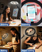 LUXSURE Ring Light Tripod for iPhone with Light, Overhead Phone Mount with Phone Holder, Adjustable Ring Light with Stand and iPhone Tripod for Video Recording,Cooking,Painting,TikTok,YouTube - Image 5