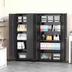 Greenvelly Storage Cabinet, 72” Black Garage Steel Locking Cabinet with Doors and 4 Adjustable Shelves, Tall Lockable File &Tool Cabinet for Home Office, Metal Classroom Cabinet Basement - Image 2