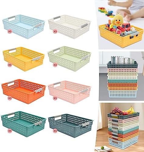 Turn In Trays Classroom,24 Pack Classroom Baskets For Classroom,Plastic Storage Baskets With Handles,Modern Colorful Organizer Baskets,Classroom Storage Bin Book Baskets For Pencils Storage - Image 4
