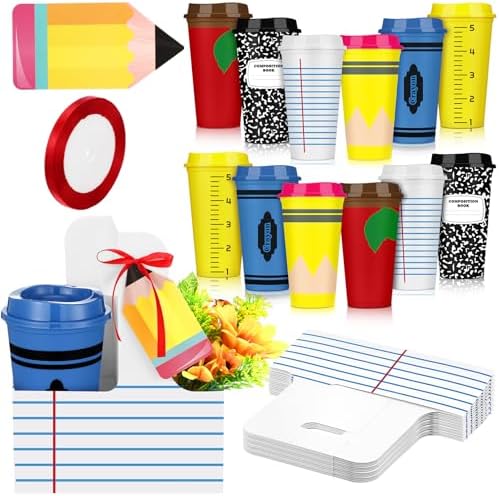 Qinyoung Back to School Teacher Gift Set, Plastic Cups, 12 Sets, Line by Qinyoung