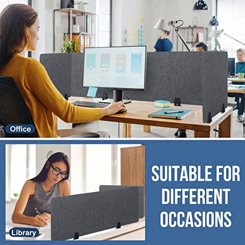 Yaomiao 3 Pcs Acoustic Desk Divider Soundproof Desk Privacy Panel Freestanding Desk Partitions Sound Absorbing for Students Office Reduce Noise Visual Distractions (47.3 x 16", 24 x 16", Dark Gray) - Image 5
