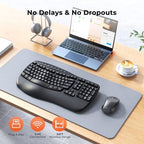 MEETION Wave Ergonomic Keyboard and Mouse Combo with Wrist Rest, Black - Image 5