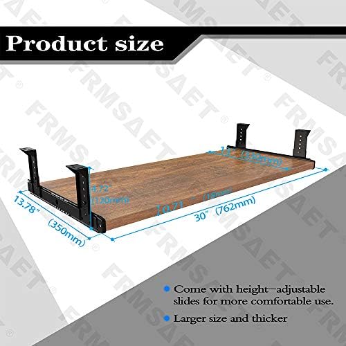 FRMSAET Under Desk 20/24/30 inch Keyboard Drawer Platform (30 in, Brown) - Image 4