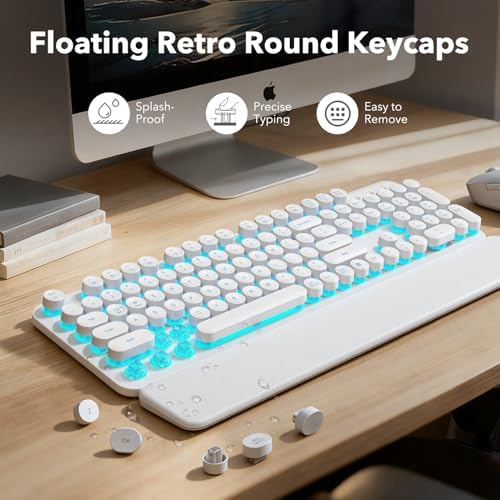 Wireless Keyboard and Mouse Combo, Magnetic Wrist Rest, Glowing White - Image 4