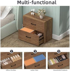 2 Drawer Filing Cabinets, Wood Lateral File Cabinet for Home Office, Modern Farmhouse File Cabinets with Hanging Rail for Letter Size, Large Wooden Storage Cabinets, Brown - Image 5