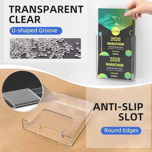 5 Pack 6 X 9 Inch Acrylic Brochure Holder Wall Mount, Pamphlet Holder Wall Mount, Clear Plastic Brochure Display Stand, Literature Flyer Holder Rack For Pamphlets, Mail , Magazines, Booklets Hold - Image 6