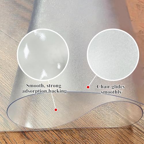 Office Chair Mat for Hard Floors - 47''×47'',Heavy Duty Clear Wood/Tile Floor Protector PVC Transparent - Image 4