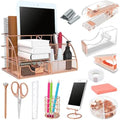 Rose Gold 13PCS Office Desk Organizers Supplies and Accessories by YOLOZAI
