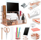 Rose Gold 13PCS Office Desk Organizers Supplies and Accessories by YOLOZAI