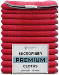 EvaClean Premium Microfiber Cleaning Cloth 16"x16" - Reusable, Washable, Non-Scratch, Microfiber Towels for Cleaning, Dusting, Polishing, High Absorbency & Durability, Red, 12-Pack by Evaclean