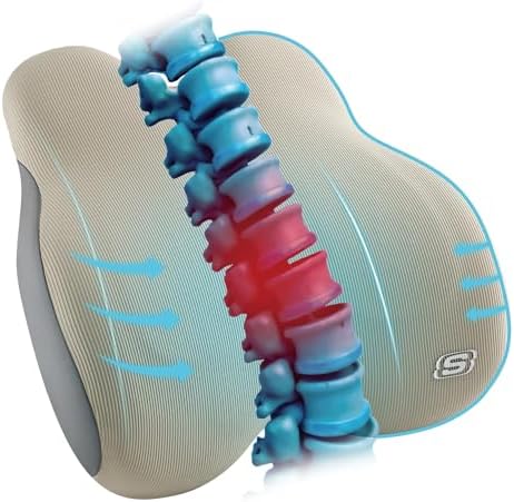 Skechers Memory Foam Lumbar Pillow,Lumbar Support Pillow for Office, Chair Lower Back Pain Relief Lumbar Pillow, Ergonomic Design Back Support Pillow for Office Chair, Car, Home, Travel,Beige by Unknown