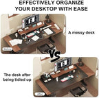 Bamboo Desk Organizer with Drawers,Wooden Desktop Storage (3 Drawers,Black) - Image 4