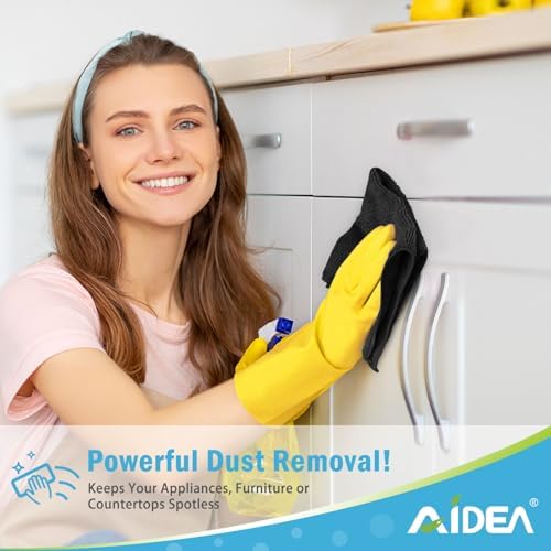 AIDEA Black Microfiber Cleaning Cloth-100PK, Reusable Cleaning Rags 12"x12" - Image 4