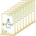 8 Pack Gold Acrylic Sign Holders 8.5x11 Inch Table Menu Display Holders by ALFFUN