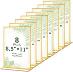 8 Pack Gold Acrylic Sign Holders 8.5x11 Inch Table Menu Display Holders by ALFFUN