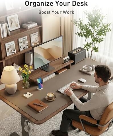 Aothia Faux Leather Desk Mat - Large Mouse Pad, Non-Slip PU Leather Blotter, Waterproof Writing Surface for Office and Home (Coffee, 63" x 24") - Image 3