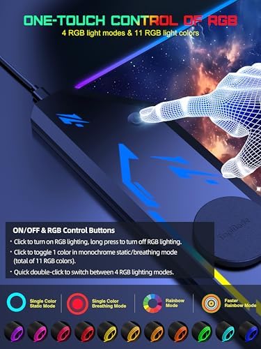 5-in-1 RGB Mouse Pad with Wireless Charging, Gaming Desk Mat, Blue Nebula - Image 4